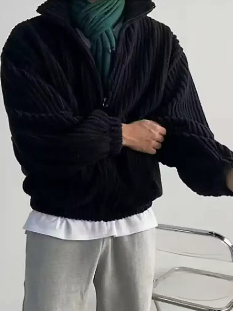 Men's High-Collar Ribbed Jacket