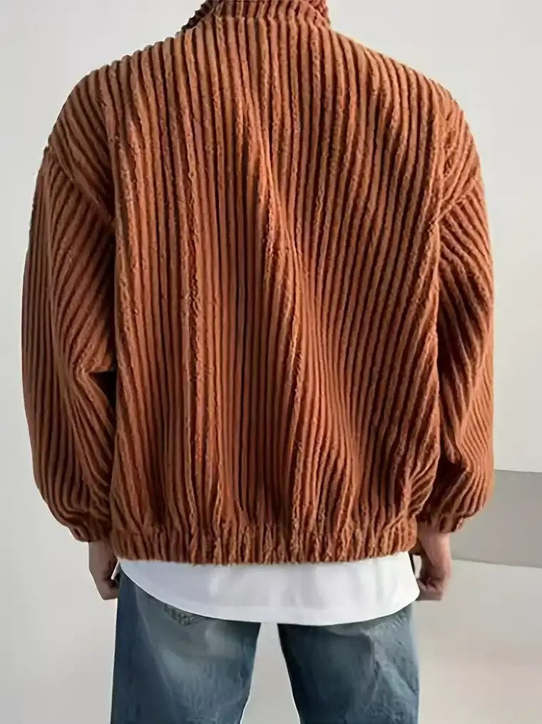 Men's High-Collar Ribbed Jacket