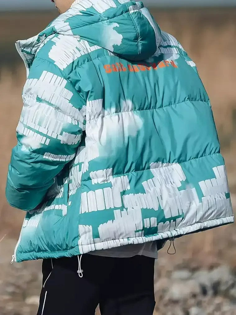 Men's Hooded Quilted Jacket with Full-Zip Front