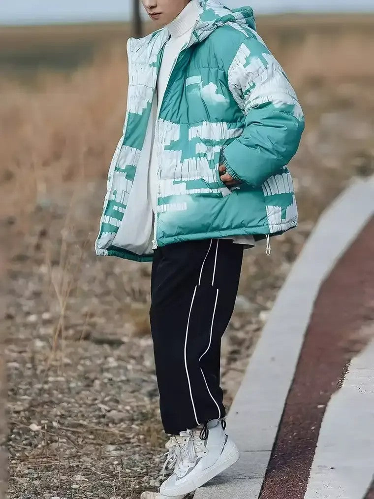 Men's Hooded Quilted Jacket with Full-Zip Front