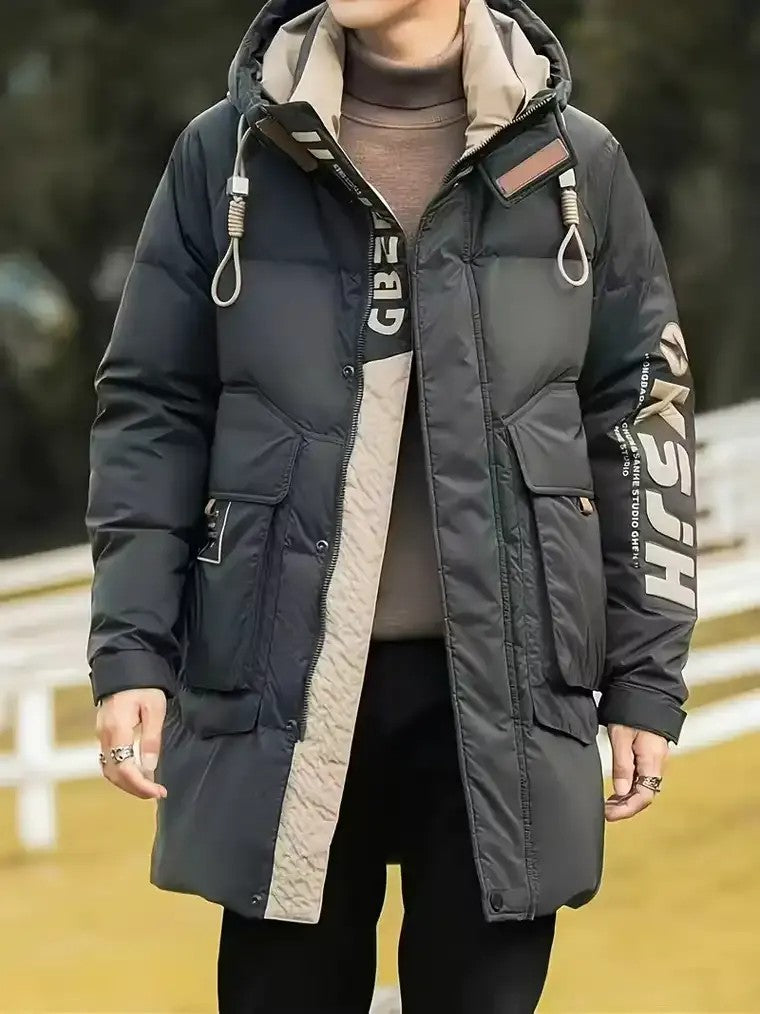 Men's Long Hooded Puffer Jacket