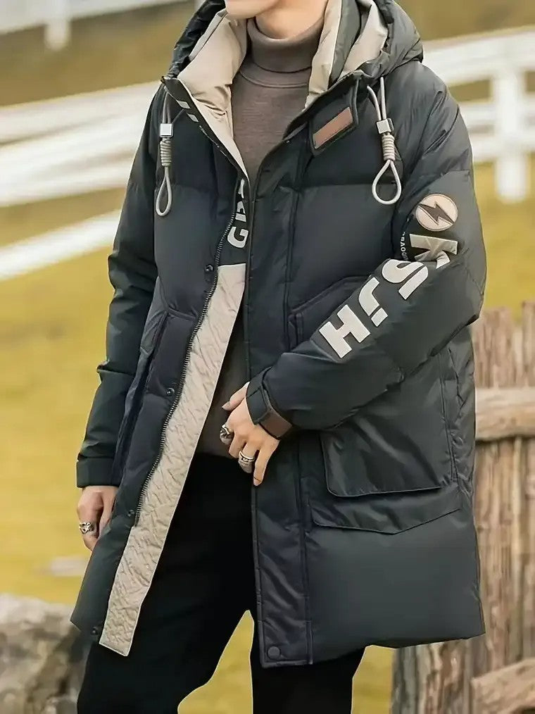 Men's Long Hooded Puffer Jacket