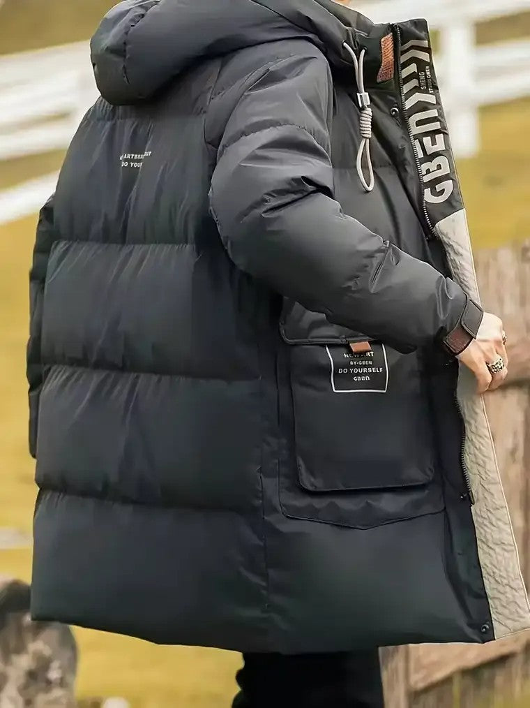 Men's Long Hooded Puffer Jacket