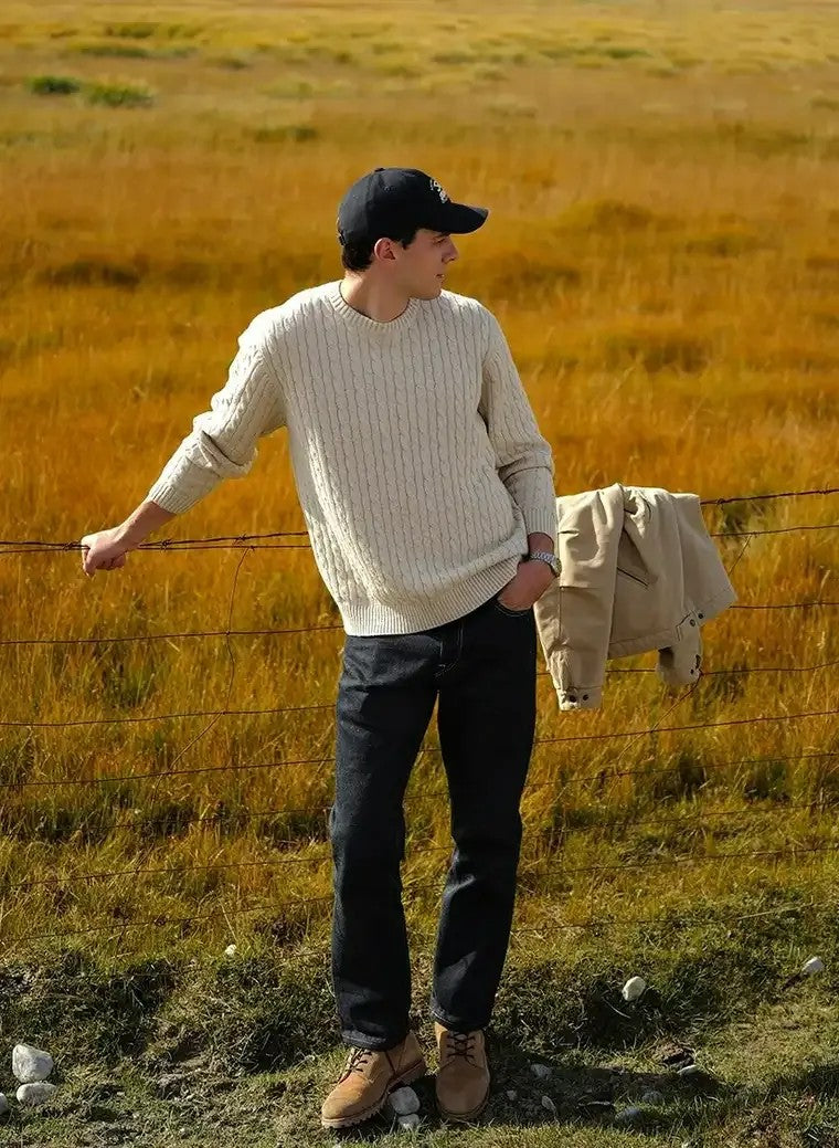 Men's Long Sleeve Cable Knit Sweater
