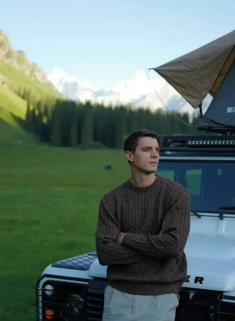 Men's Long Sleeve Cable Knit Sweater