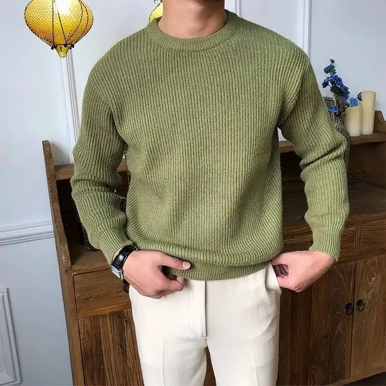 Men's Long Sleeves Ribbed Knit Sweater