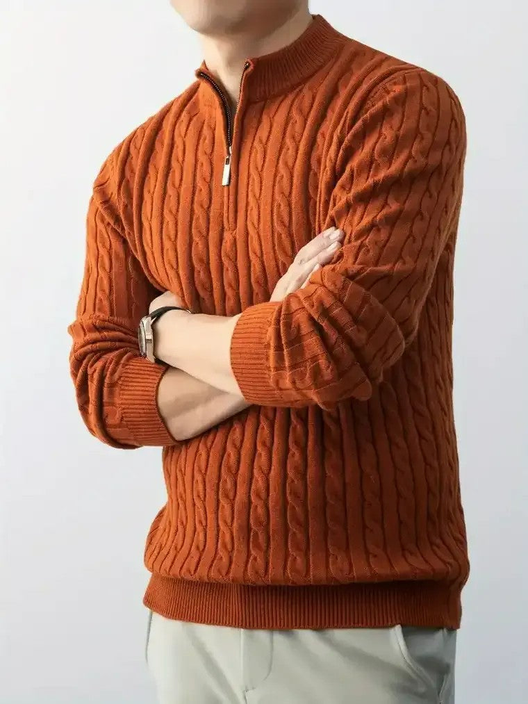 Men's Mock Neck Quarter-Zip Sweater