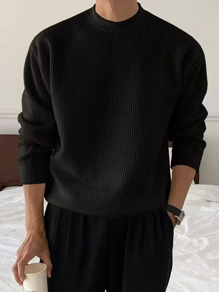 Men's Mock Neck Ribbed Sweater