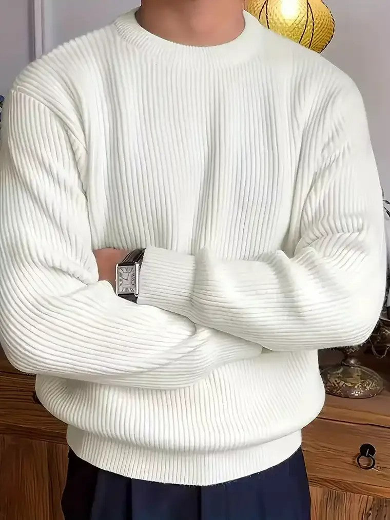Men's Mock Neck Ribbed Sweater
