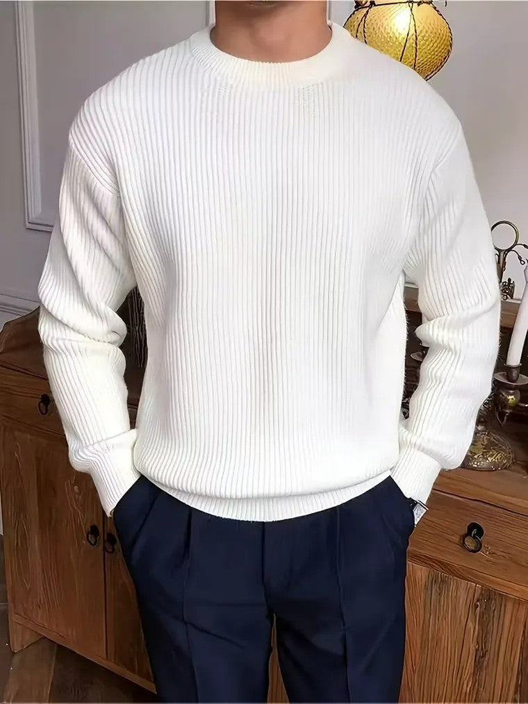 Men's Mock Neck Ribbed Sweater