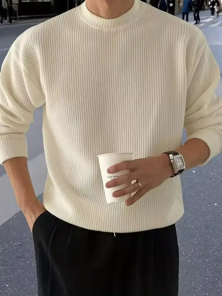 Men's Mock Neck Ribbed Sweater