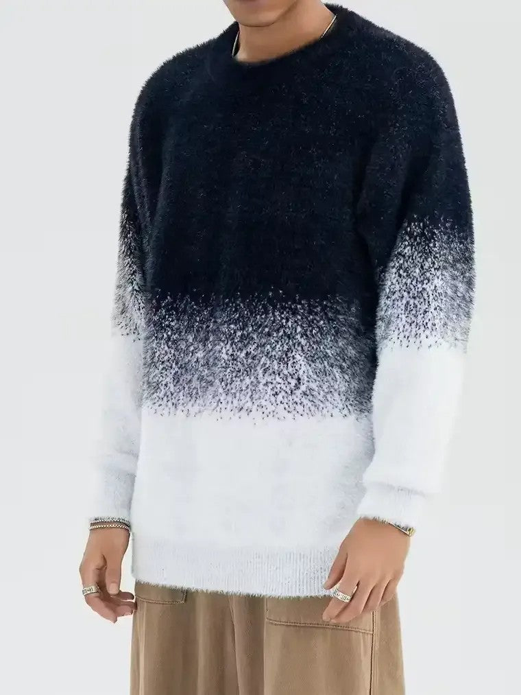 Men's Ombre Gradient Crewneck Sweater