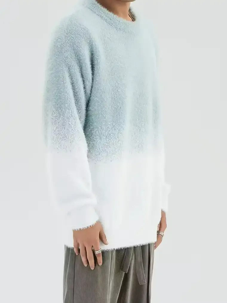 Men's Ombre Gradient Crewneck Sweater