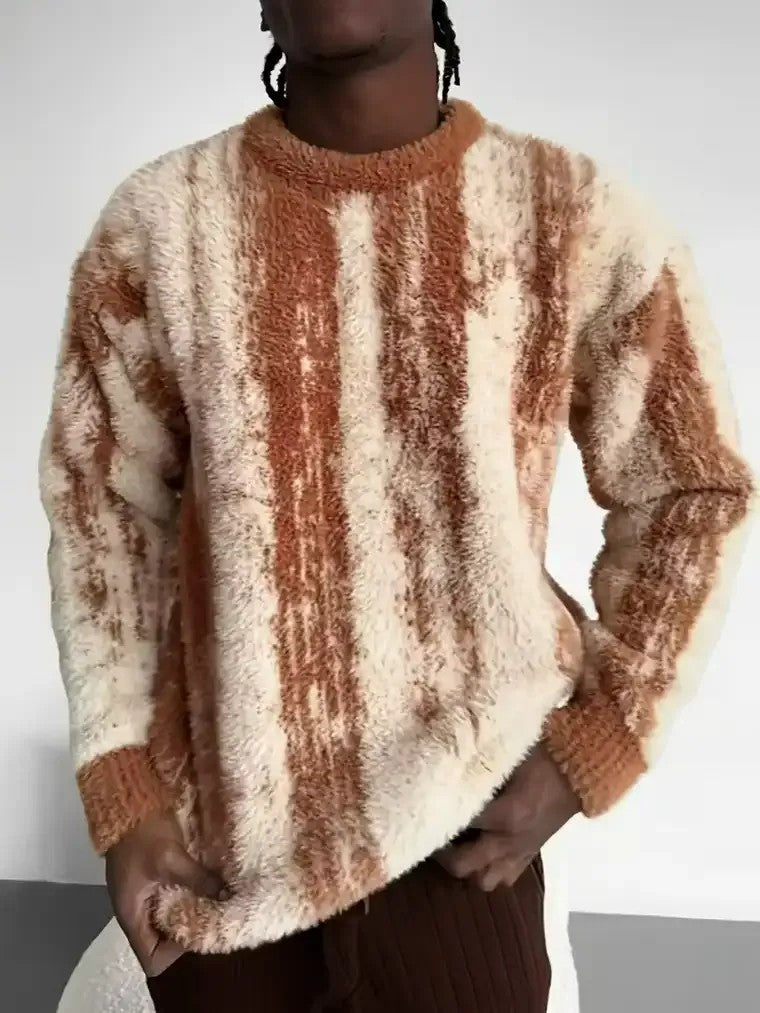 Men's Oversized Brushstroke Stripe Sweater