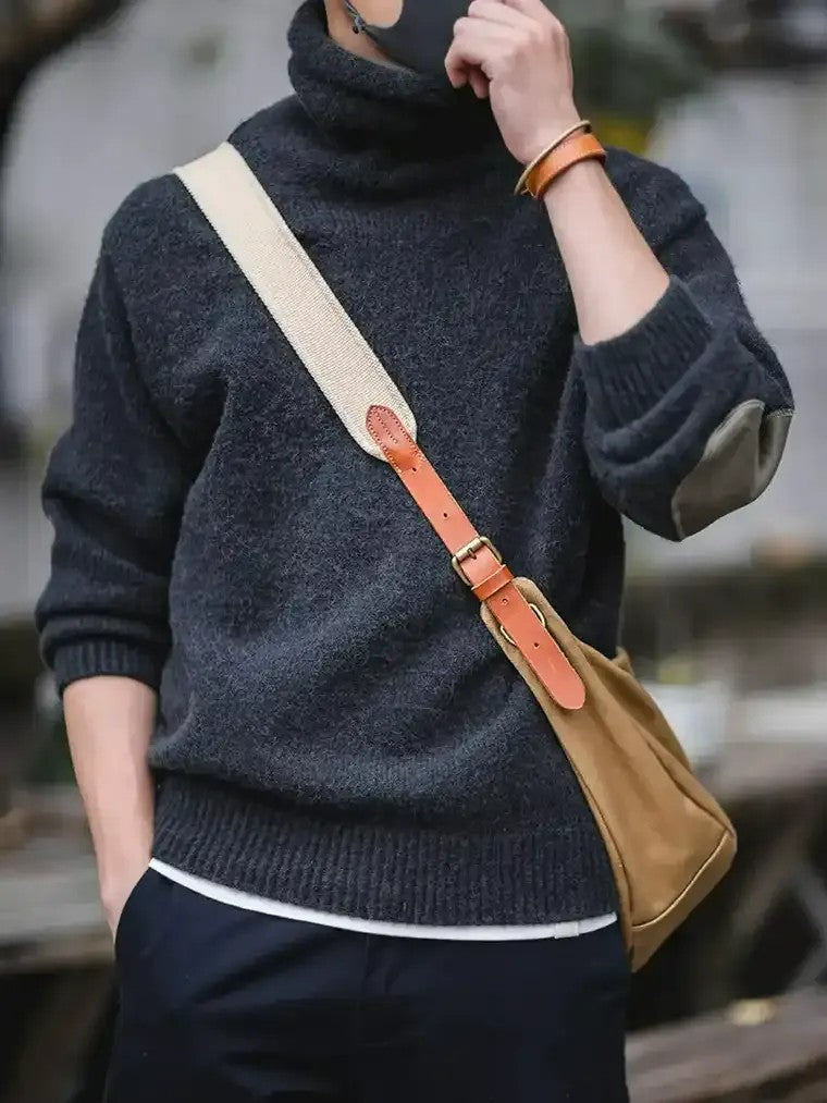 Men's Oversized Marled Turtleneck Sweater