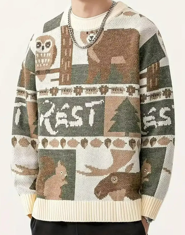 Men's Oversized Patchwork Knit Sweater