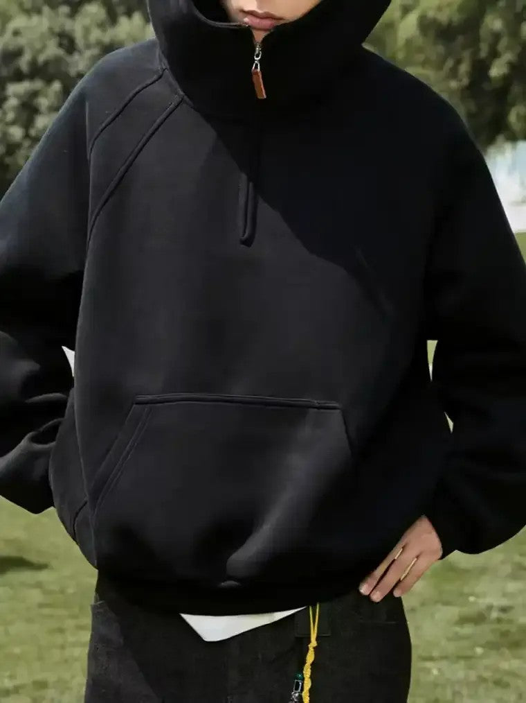 Men's Oversized Quarter-Zip Hooded Sweater