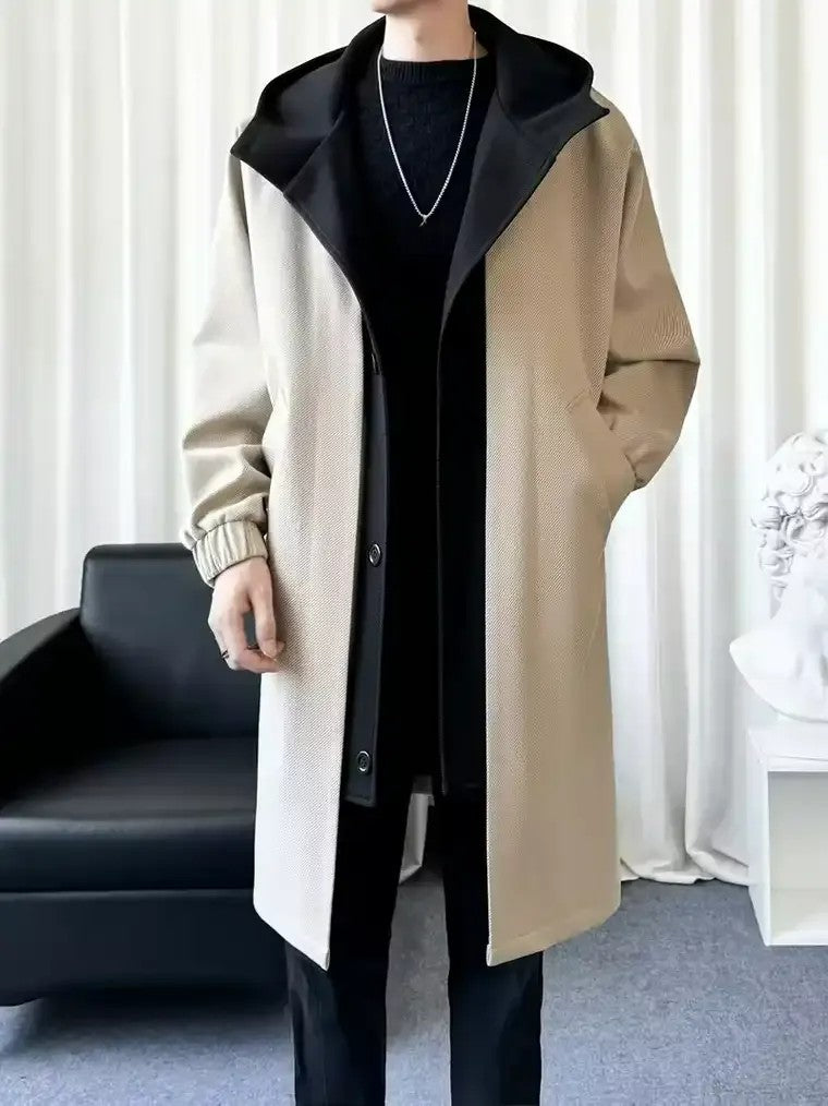 Men's Patchwork Trench Coat