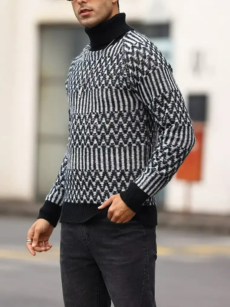 Men's Patterned Turtleneck Sweater