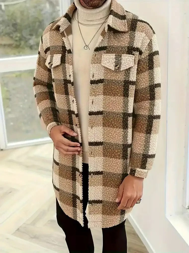Men's Plaid Button-Down Shirt Jacket