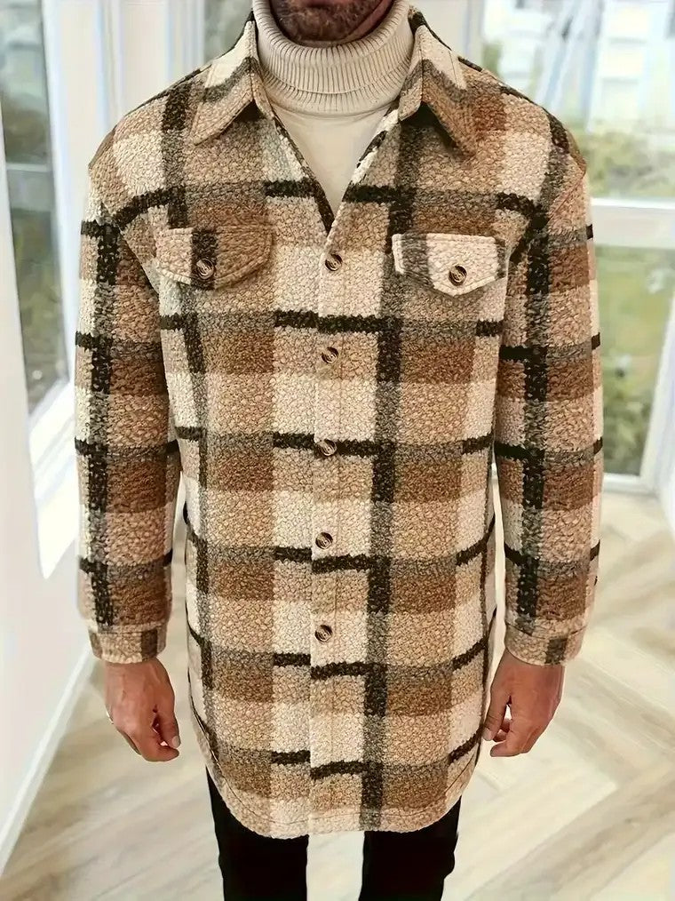 Men's Plaid Button-Down Shirt Jacket