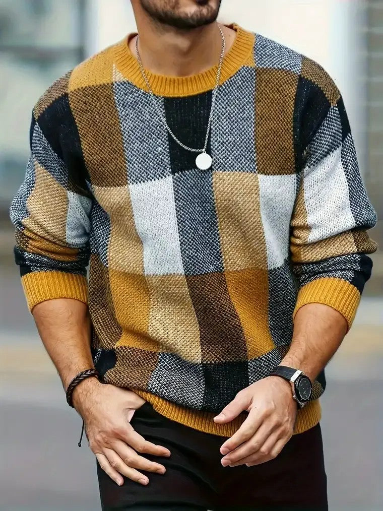 Men's Plaid Knit Sweater