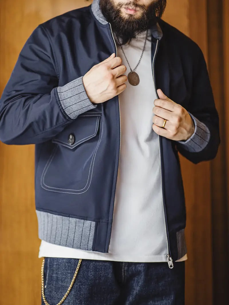 Men's Ribbed-Collar Bomber Jacket