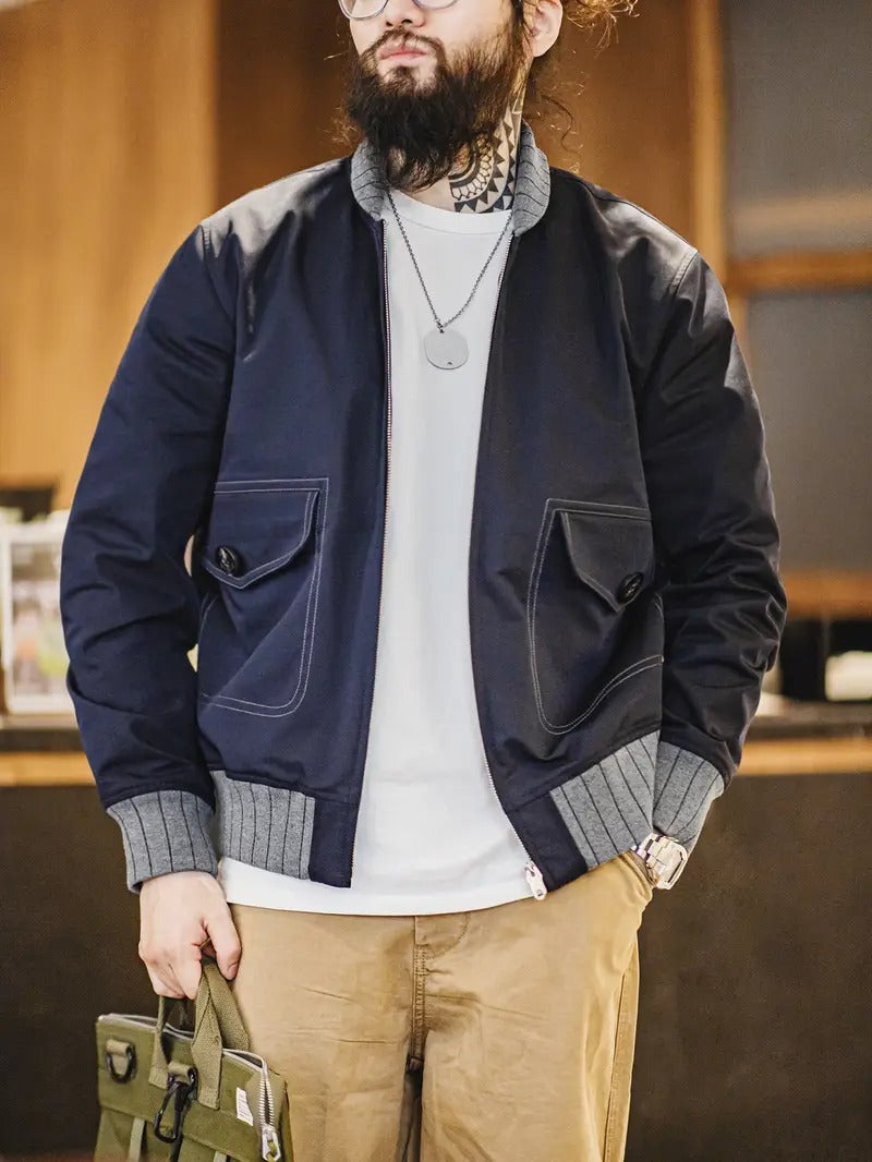 Men's Ribbed-Collar Bomber Jacket