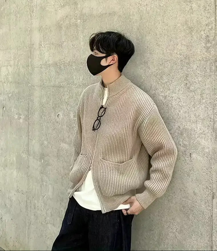 Men's Ribbed Full-Zip Knit Cardigan