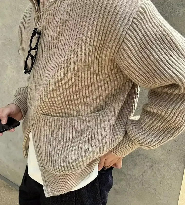 Men's Ribbed Full-Zip Knit Cardigan