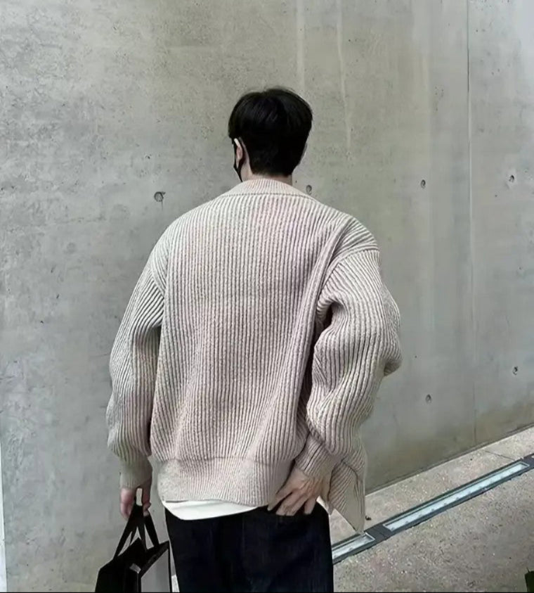 Men's Ribbed Full-Zip Knit Cardigan