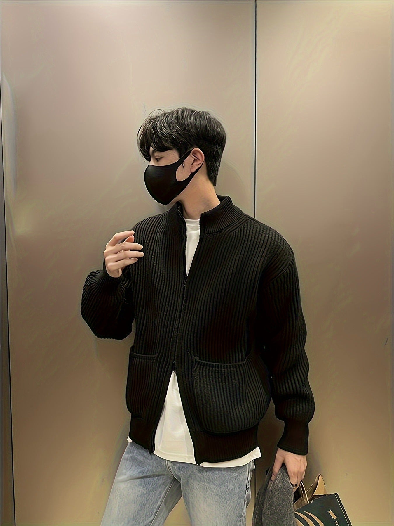 Men's Ribbed Full-Zip Knit Cardigan