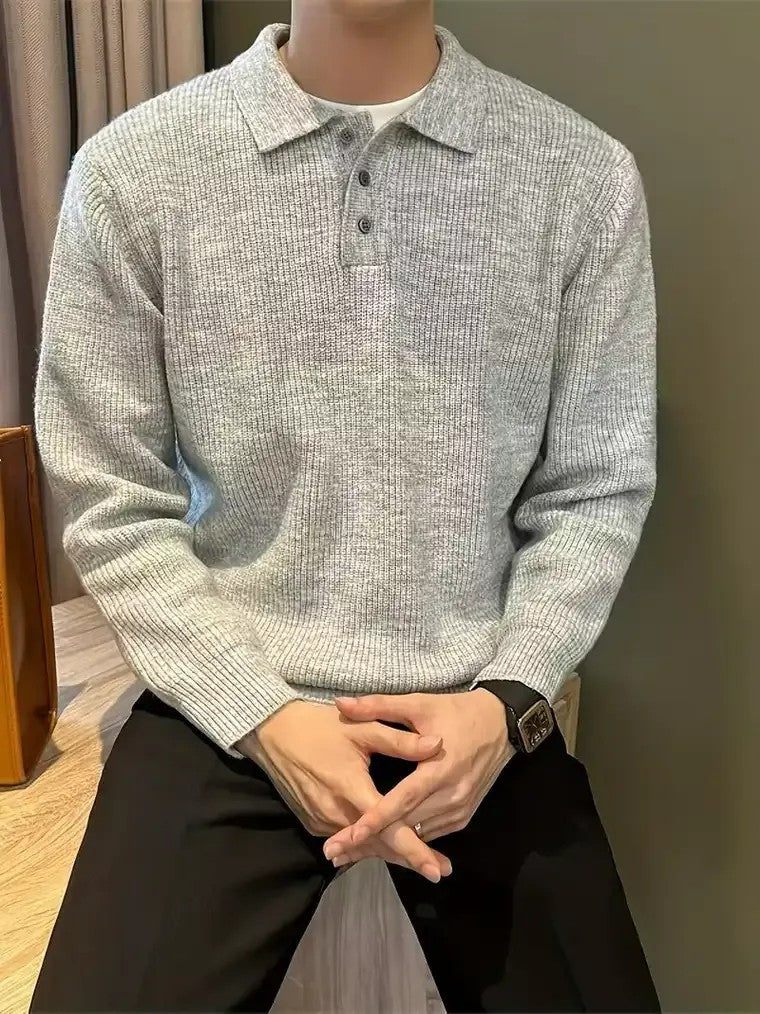 Men's Ribbed Polo Sweater