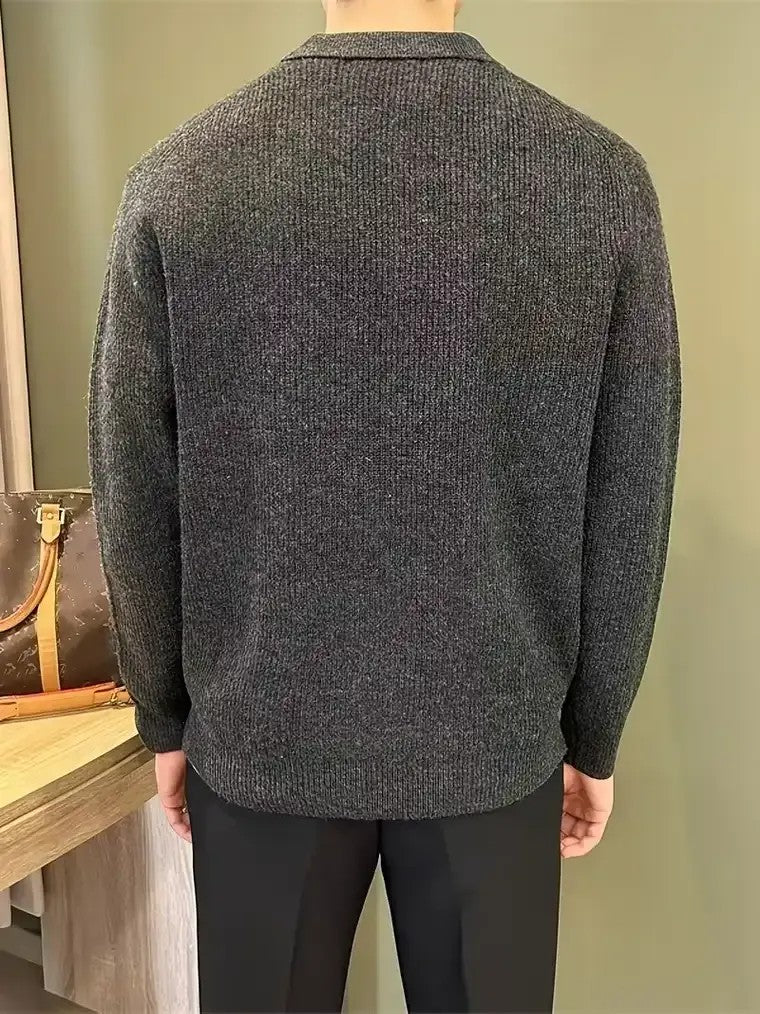 Men's Ribbed Polo Sweater
