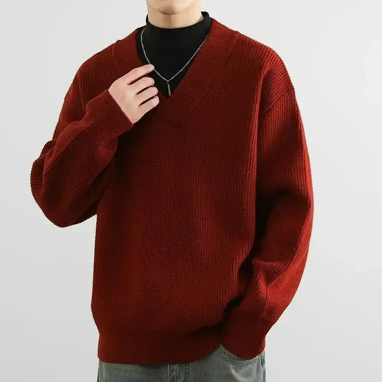 Men's Ribbed V-Neck Sweater