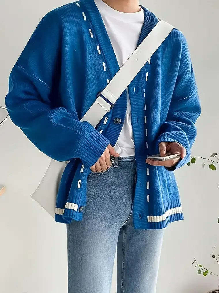 Men's Royal Blue Knit Cardigan
