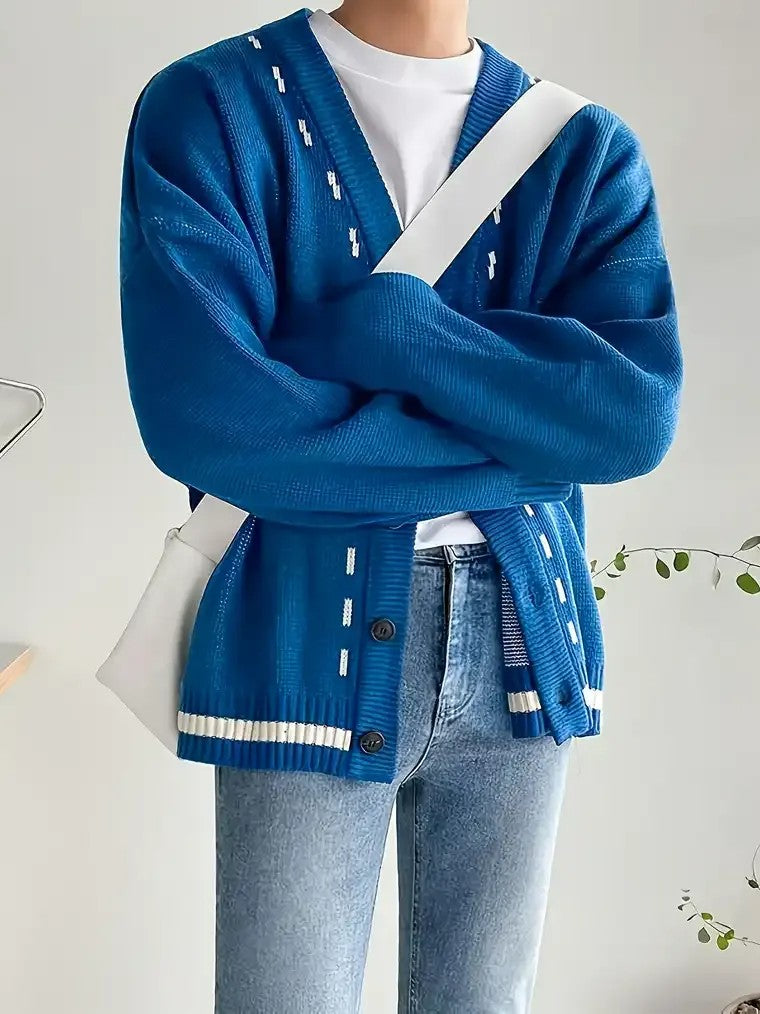 Men's Royal Blue Knit Cardigan