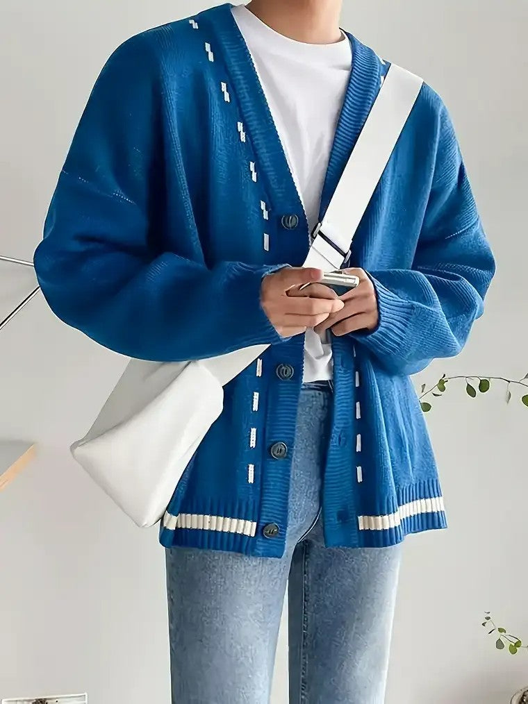 Men's Royal Blue Knit Cardigan