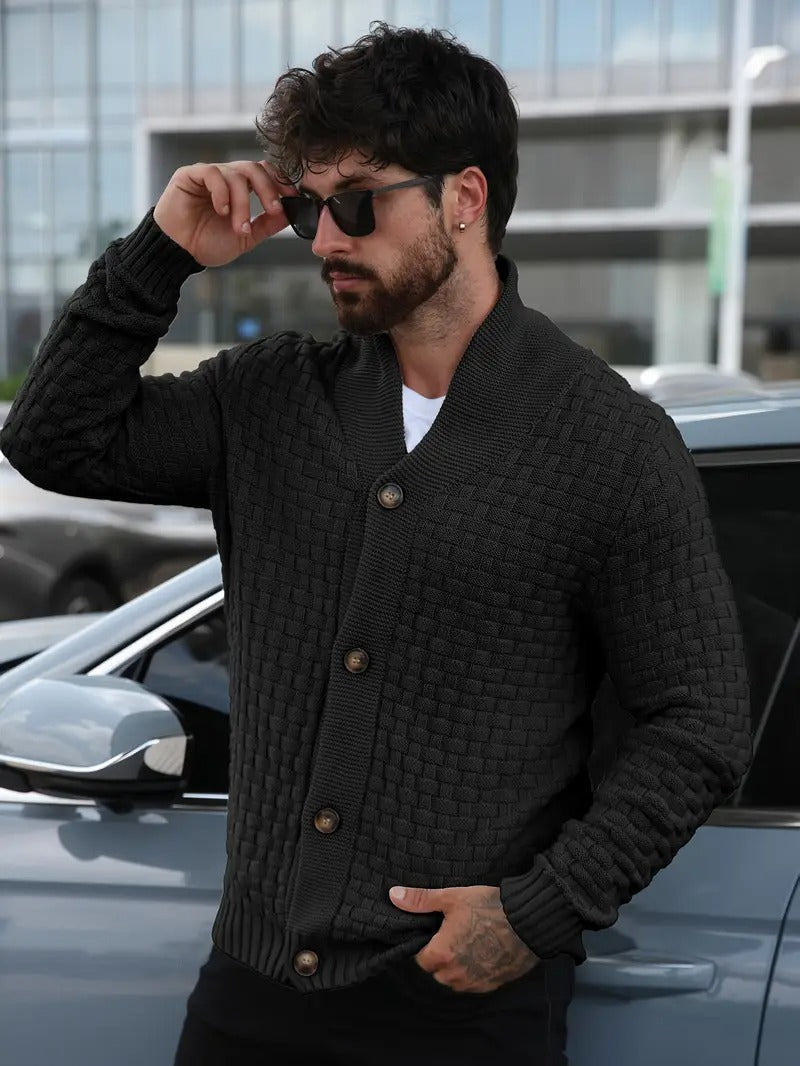 Men's Shawl Collar Button-Down Cardigan