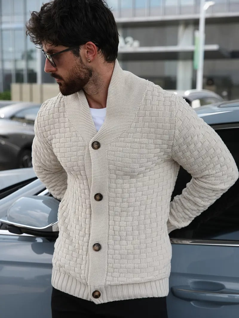 Men's Shawl Collar Button-Down Cardigan
