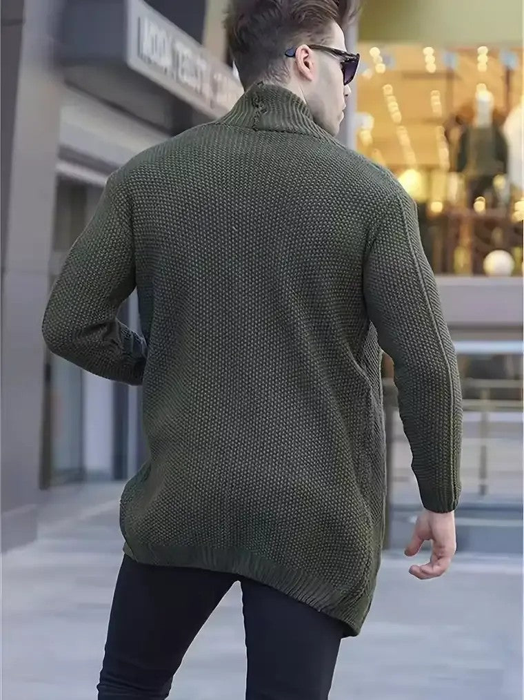 Men's Shawl Collar Cardigan with Cable Pattern