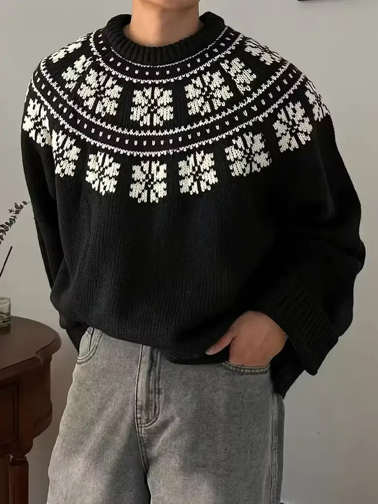 Men's Snowflake Patterned Knit Sweater
