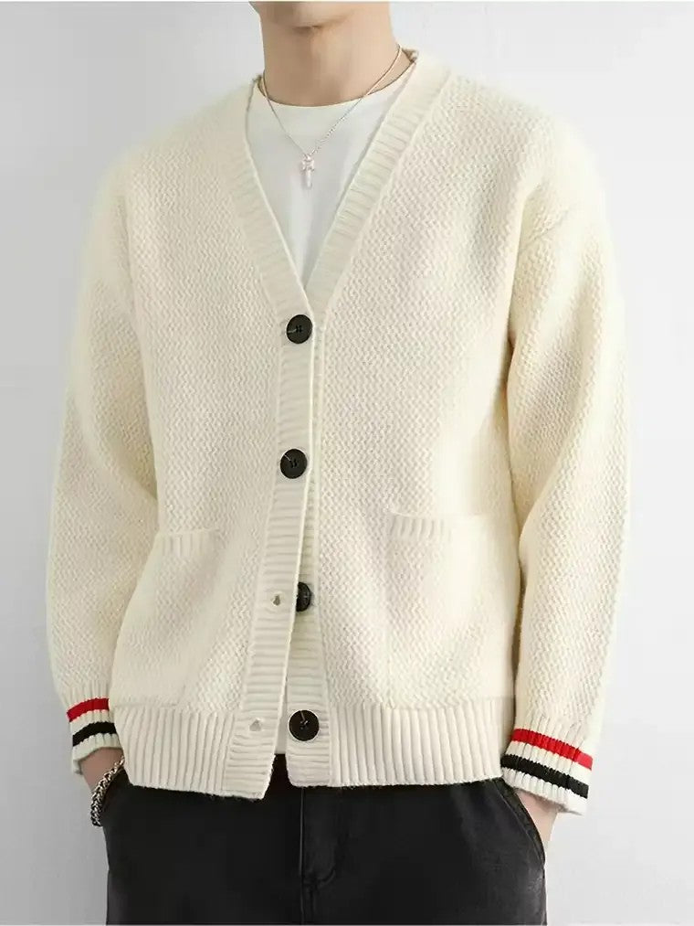 Men's Striped Knit Cardigan