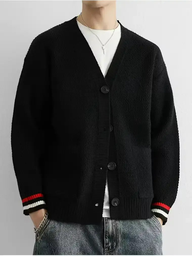 Men's Striped Knit Cardigan