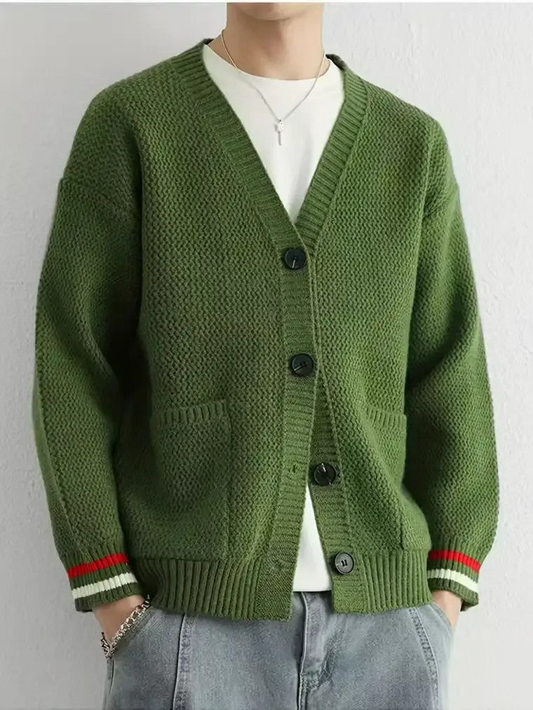 Men's Striped Knit Cardigan