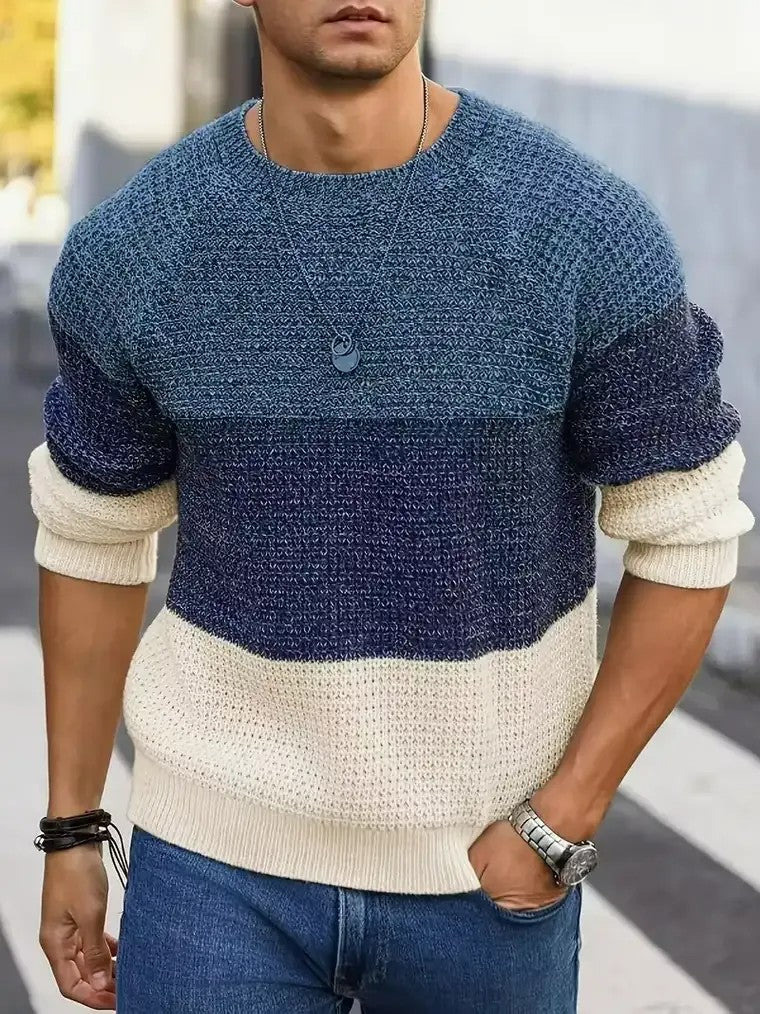 Men's Textured Knit Crewneck Sweater