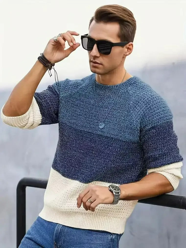 Men's Textured Knit Crewneck Sweater