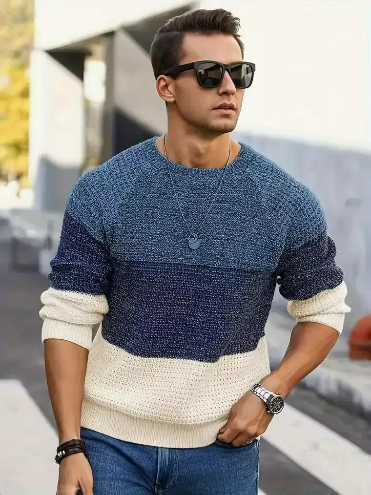 Men's Textured Knit Crewneck Sweater
