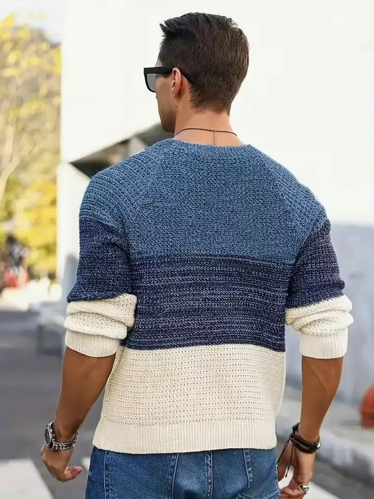 Men's Textured Knit Crewneck Sweater