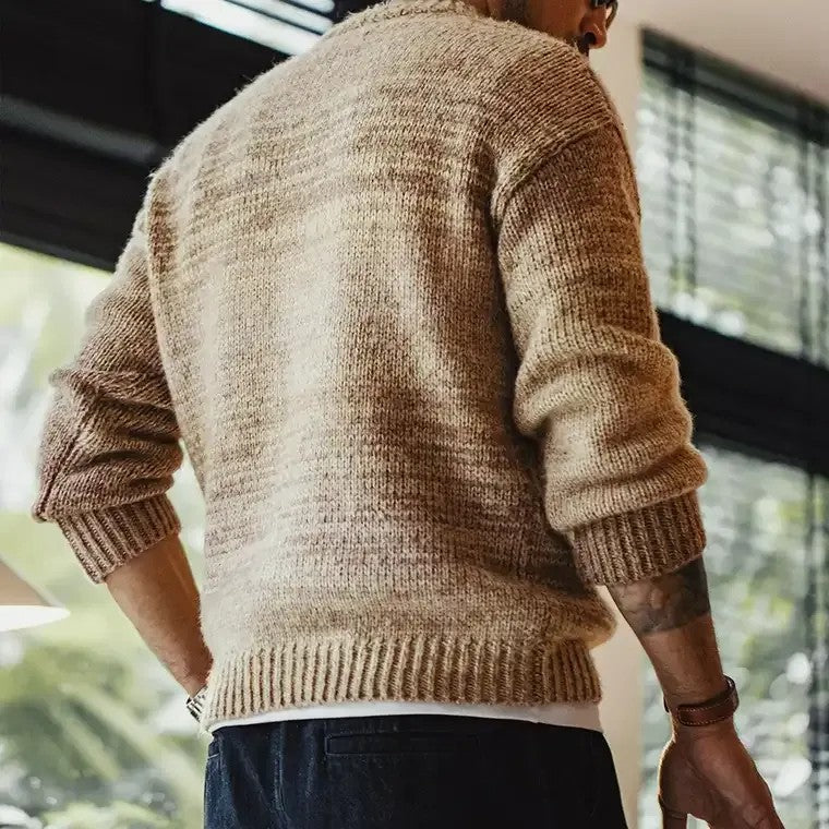Men's Textured Marled Pattern Knit Sweater